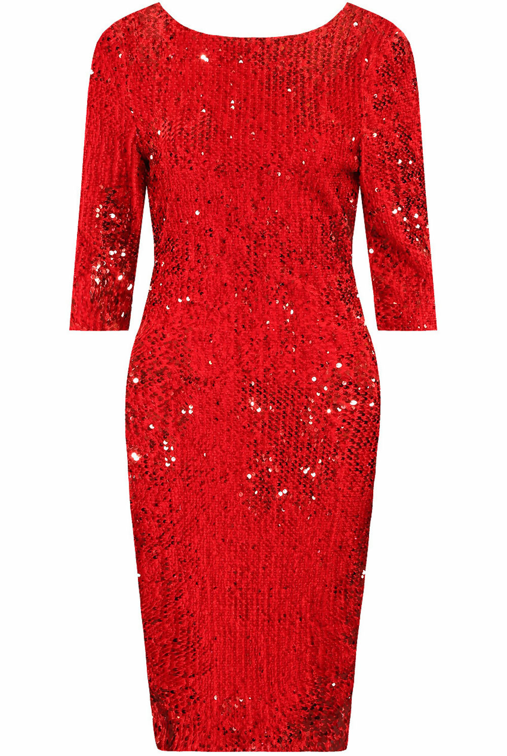 Red Sequin Midi Dress