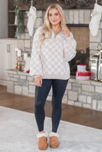 Load image into Gallery viewer, Check Her Out Beige Quarter Zip Sweater
