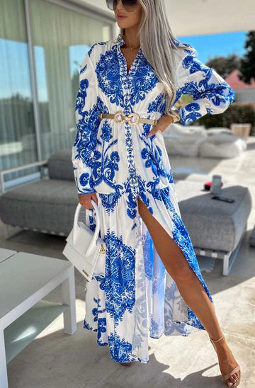 Santorini Blues Maxi Dress