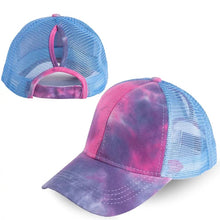 Load image into Gallery viewer, TIE DYE PONYTAIL TRUCKER HAT
