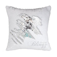 Load image into Gallery viewer, White &amp; Silver Reversible Mermaid Sequin Pillow Case - Pillow Blingz
