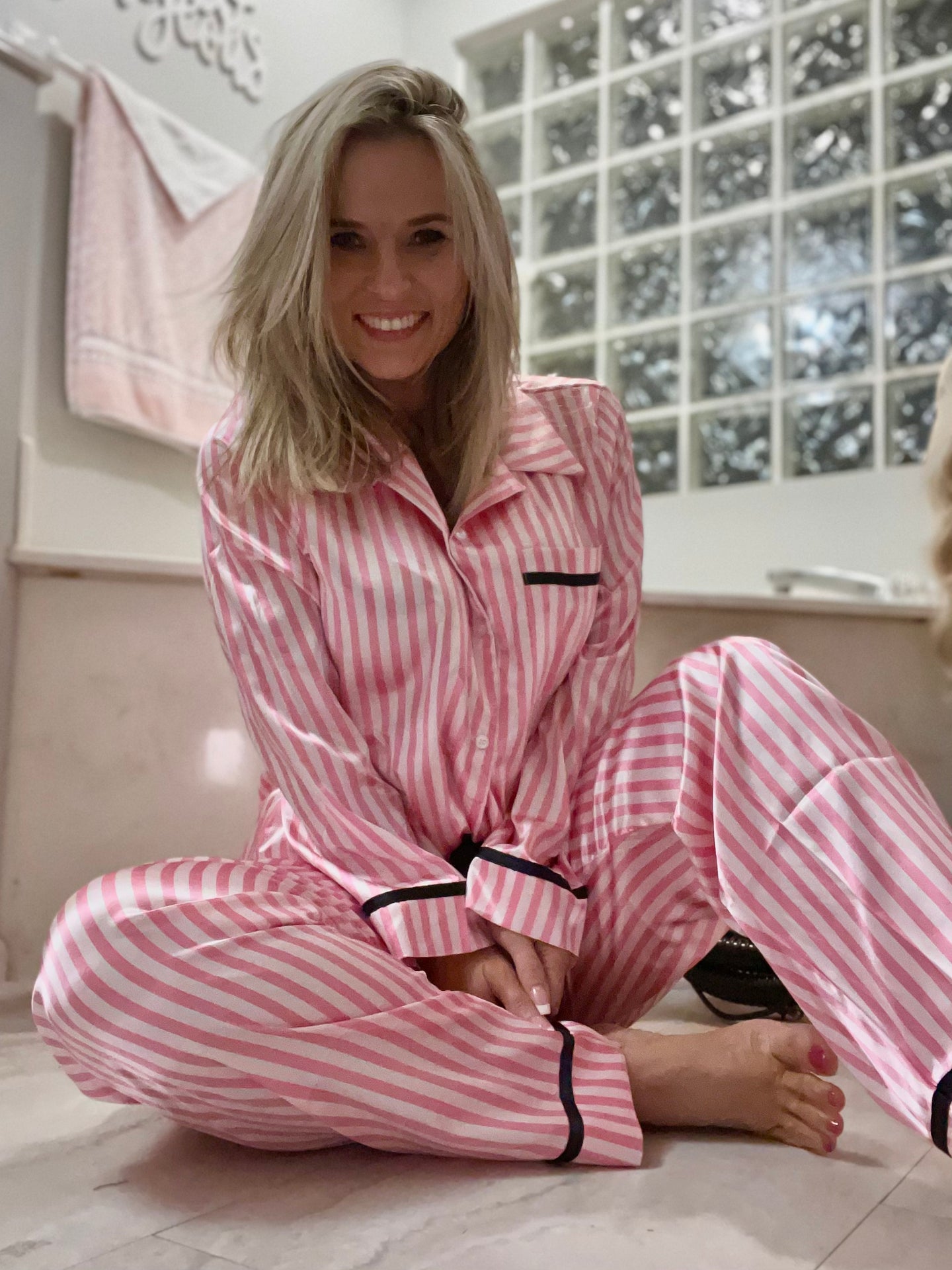 Victoria 2pc Satin Stripe Pajama Set