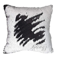 Load image into Gallery viewer, White &amp; Black Reversible Mermaid Sequin Pillow Case - Pillow Blingz
