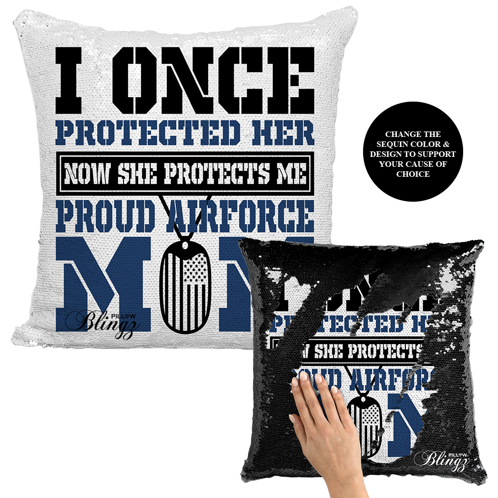 Proud Air Force Mom Dad Reversible Sequin Pillow Case