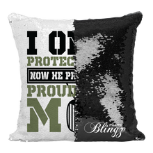 Load image into Gallery viewer, Proud Army Mom Dad Reversible Sequin Pillow Case
