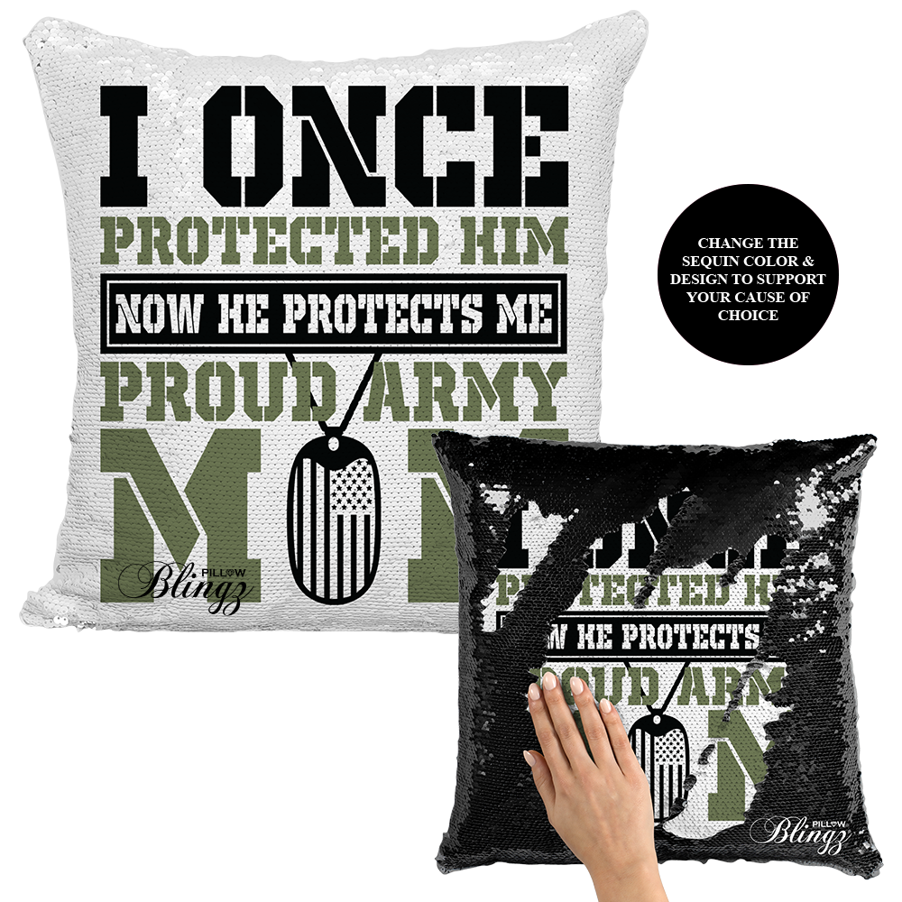 Proud Army Mom Dad Reversible Sequin Pillow Case