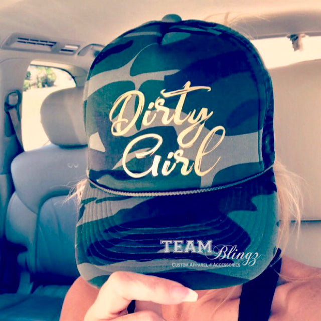 DIRTY GIRL CAMO TRUCKER HAT
