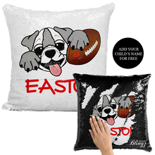 Load image into Gallery viewer, Lil Dawg Football Reversible Sequin Pillow Case - Pillow Blingz
