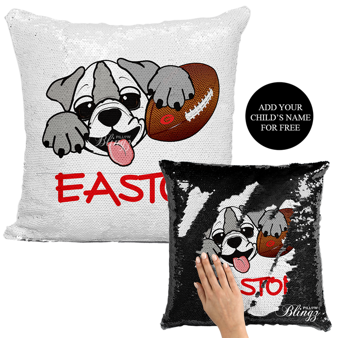 Lil Dawg Football Reversible Sequin Pillow Case - Pillow Blingz