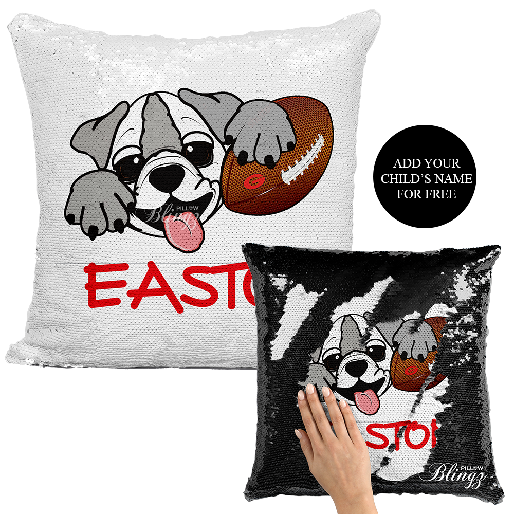 Lil Dawg Football Reversible Sequin Pillow Case - Pillow Blingz