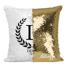 Load image into Gallery viewer, Bee Monogram Reversible Sequin Pillow Case - Pillow Blingz
