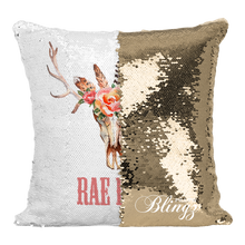 Load image into Gallery viewer, Boho Deer Antlers Reversible Sequin Pillow Case - Pillow Blingz

