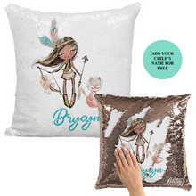 Load image into Gallery viewer, Boho Girl Reversible Sequin Pillow Case - Pillow Blingz
