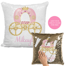 Load image into Gallery viewer, Princess Carriage Reversible Sequin Pillow Case - Pillow Blingz
