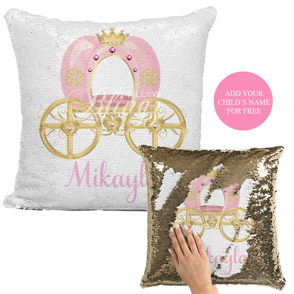 Princess Carriage Reversible Sequin Pillow Case - Pillow Blingz