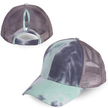 Load image into Gallery viewer, TIE DYE PONYTAIL TRUCKER HAT
