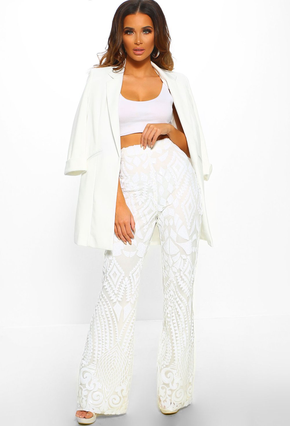 Icon White Sequin Pants