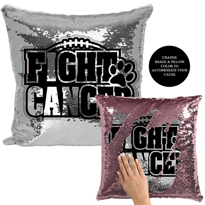 Fight Breast Cancer Reversible Sequin Pillow Case - Pillow Blingz