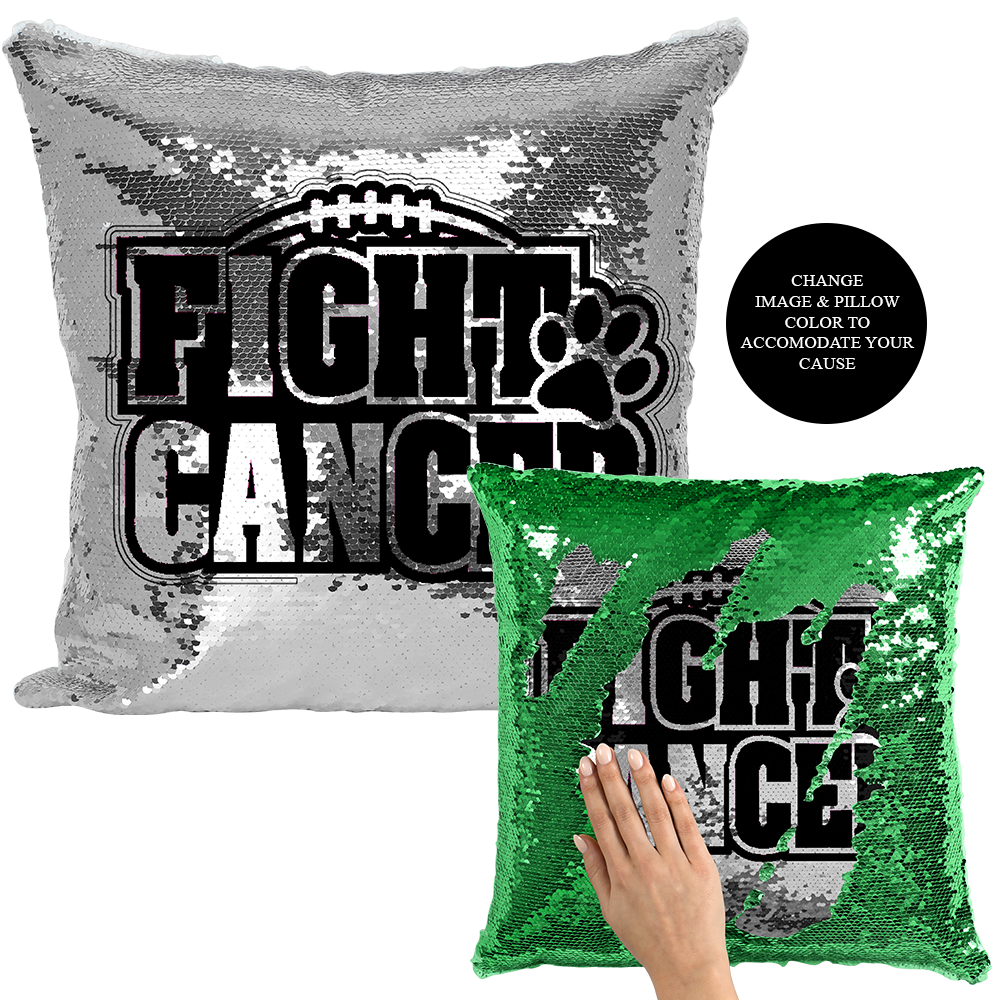 Fight Cancer Leukemia Reversible Sequin Pillow Case - Pillow Blingz