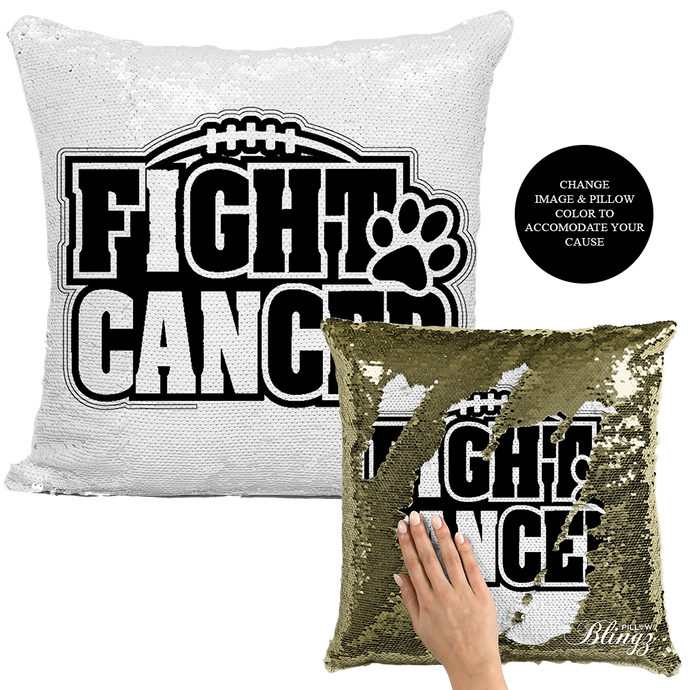 Fight Childhood Cancer Reversible Sequin Pillow Case - Pillow Blingz
