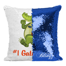 Load image into Gallery viewer, Lil Gator Football Reversible Sequin Pillow Case - Pillow Blingz
