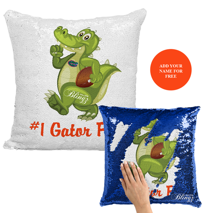 Lil Gator Football Reversible Sequin Pillow Case - Pillow Blingz
