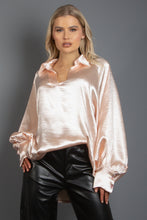 Load image into Gallery viewer, Satin V Neck Long Sleeve Blouse
