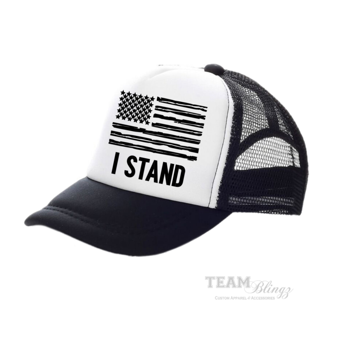 I STAND NATIONAL ANTHEM AMERICAN PRIDE FLAG TRUCKER HAT