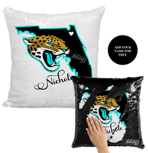 Load image into Gallery viewer, Jags State of Mind Reversible Sequin Pillow Case - Pillow Blingz
