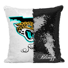 Load image into Gallery viewer, Jags State of Mind Reversible Sequin Pillow Case - Pillow Blingz
