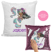 Load image into Gallery viewer, Mermaid Turtle Reversible Sequin Pillow Case - Pillow Blingz
