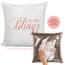 Load image into Gallery viewer, Add Your Company Logo Reversible Sequin Pillow Case - Pillow Blingz
