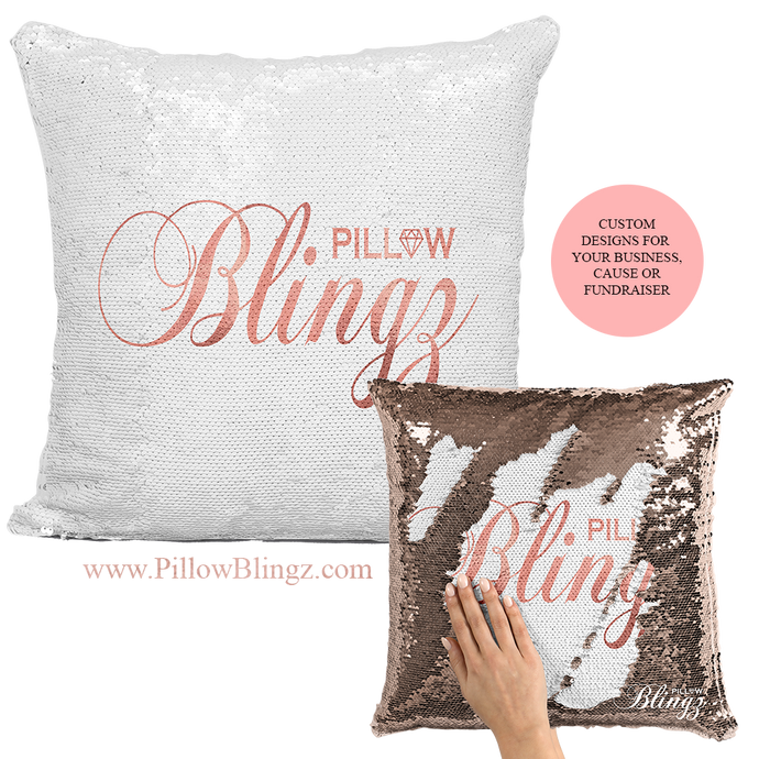 Add Your Company Logo Reversible Sequin Pillow Case - Pillow Blingz