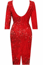 Load image into Gallery viewer, Red Sequin Midi Dress

