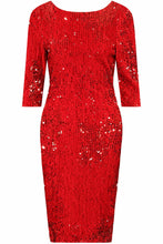 Load image into Gallery viewer, Red Sequin Midi Dress
