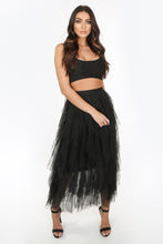 Load image into Gallery viewer, Black as My Soul Tulle Midi Skirt
