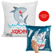 Load image into Gallery viewer, Sharks Reversible Sequin Pillow Case
