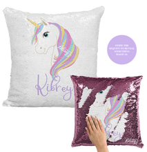 Load image into Gallery viewer, Unicorn Reversible Sequin Pillow Case - Pillow Blingz
