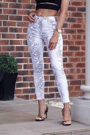 White Snake Denim Pant