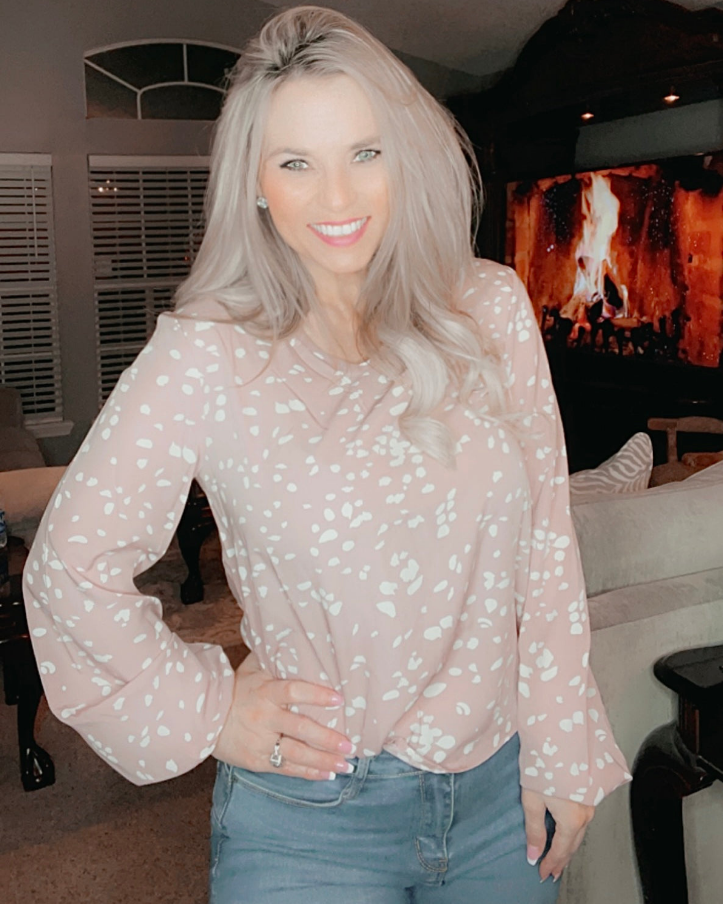Brittney Blush Spotted Blouse